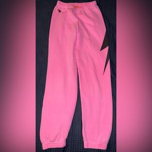 Aviator Nation Kids Pink Sweatpants with Black Bolt
